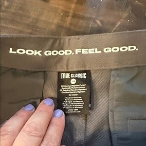 True Classic Men’s Flat Front Shorts in Charcoal Black